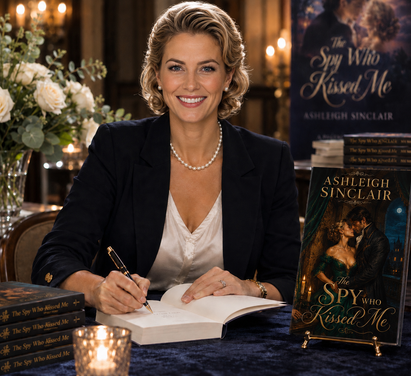 Ashleigh Sinclair signing copies of The Spy Who Kissed Me