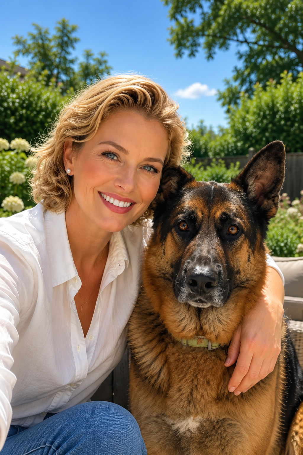 Ashleigh Sinclair with her dog Koby in her Toronto garden